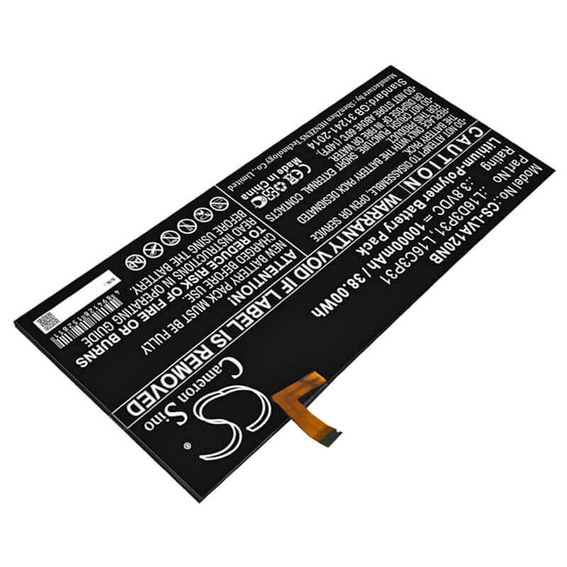 Batterie pour Lenovo, Yb-q501f Za1y0061us, Yoga A12 3.8v, 10000mah - 38.00wh Notebook, Laptop Cameron Sino Technology Limited