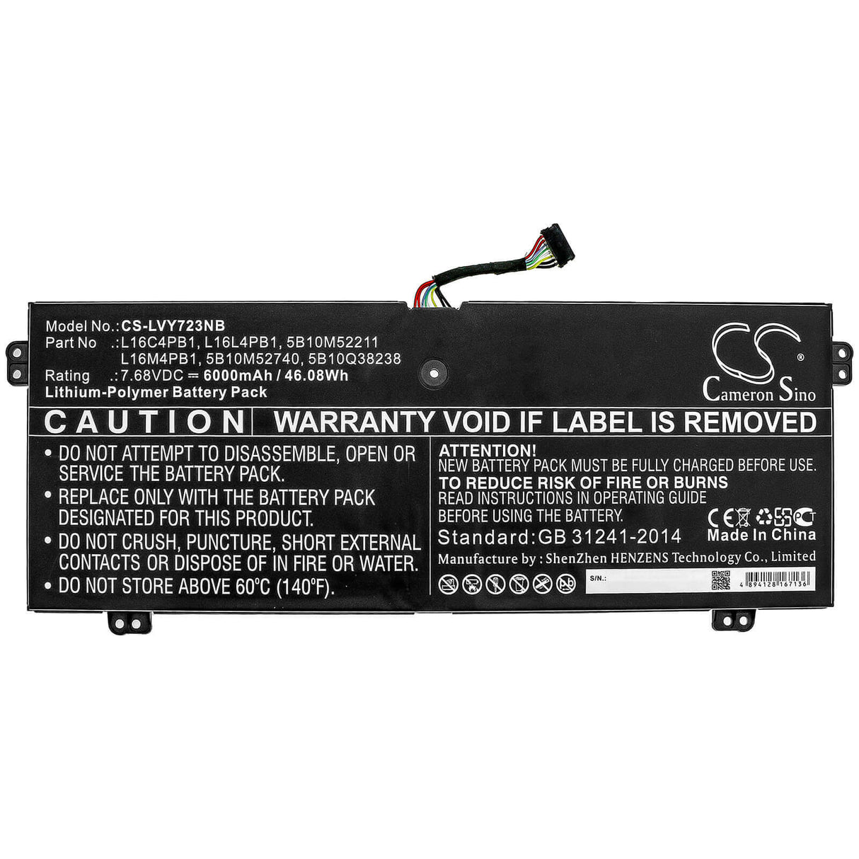 Battery For Lenovo, Yg 720-13ikb 80x6006pau, Yg 720-13ikb I5 8g 128g 10h 80x6006nau 7.68v, 6000mah - 46.08wh Notebook, Laptop Cameron Sino Technology Limited