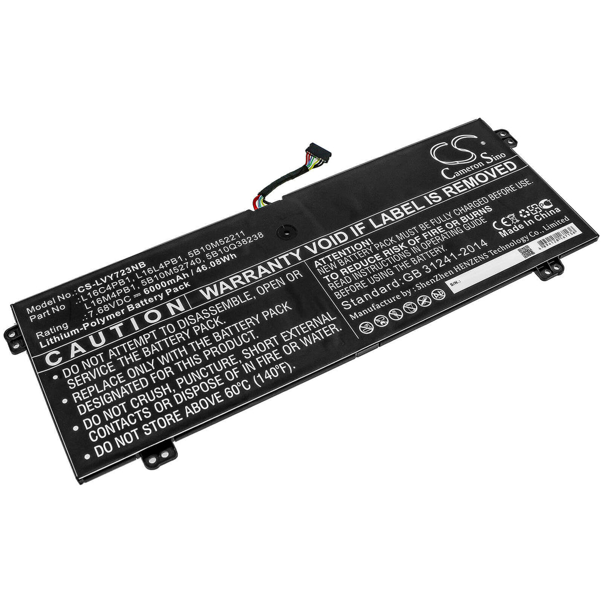 Battery For Lenovo, Yg 720-13ikb 80x6006pau, Yg 720-13ikb I5 8g 128g 10h 80x6006nau 7.68v, 6000mah - 46.08wh Notebook, Laptop Cameron Sino Technology Limited