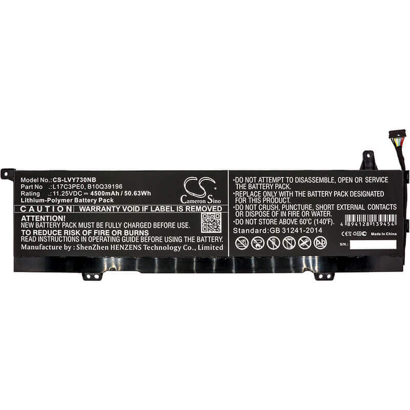 Battery For Lenovo, Yoga 730-13ikb, Yoga 730-2u, Yoga730 11.25v, 4500mah - 50.63wh Notebook, Laptop Cameron Sino Technology Limited