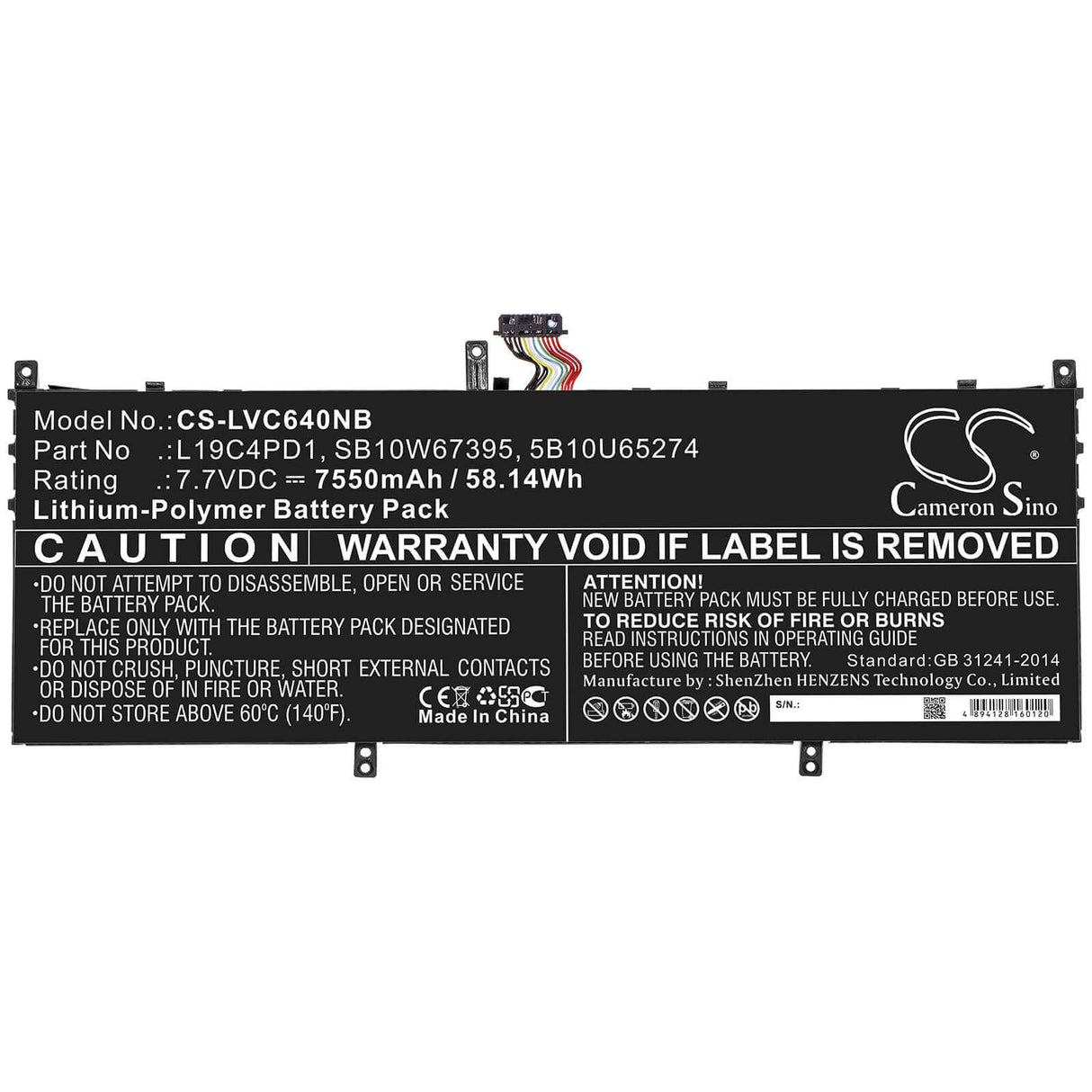 Battery For Lenovo, Yoga C640 13, Yoga C640 13iml 7.7v, 7550mah - 58.14wh Notebook, Laptop Cameron Sino Technology Limited