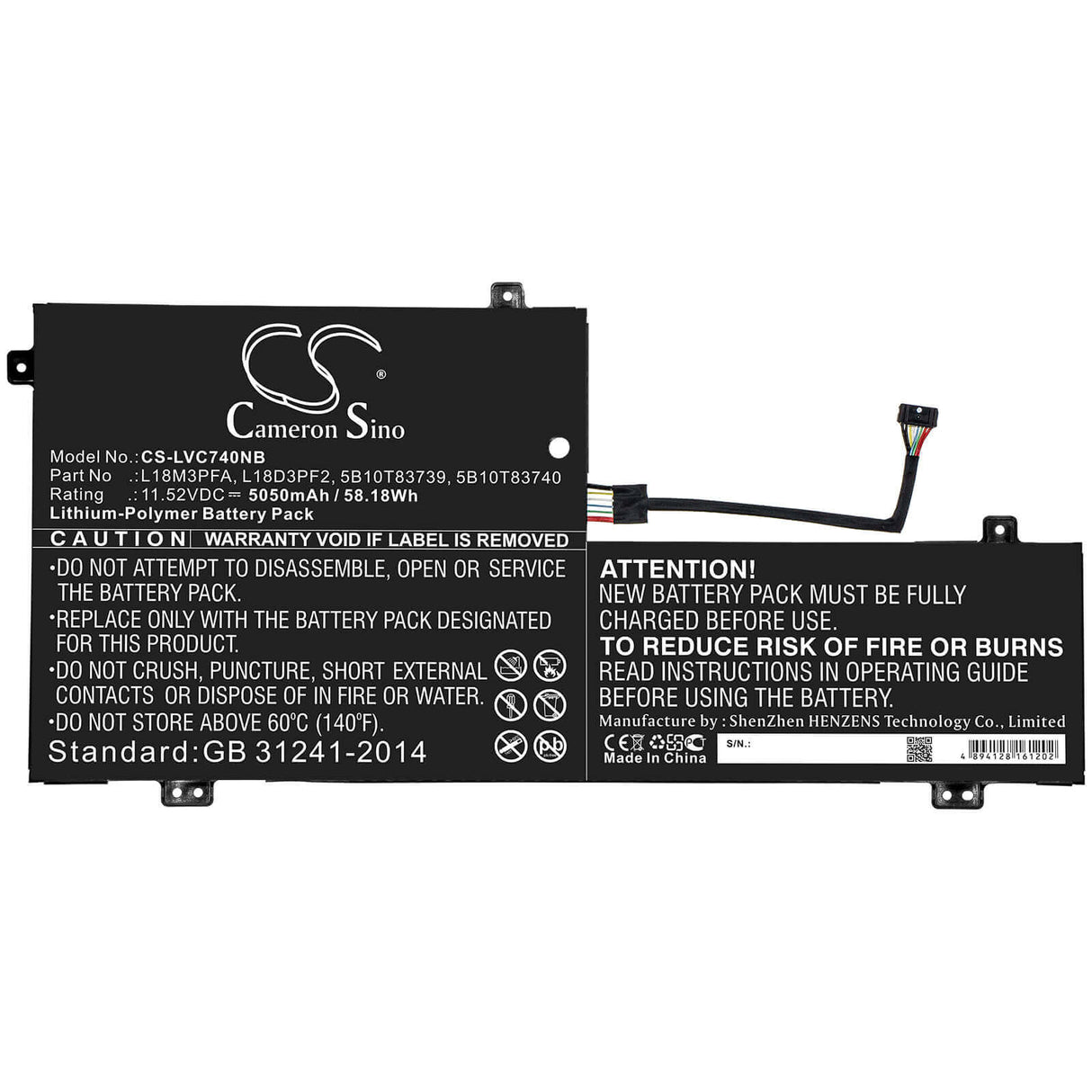 Battery For Lenovo, Yoga C740, Yoga C740-15, Yoga C740-15iml 11.52v, 5050mah - 58.18wh Notebook, Laptop Cameron Sino Technology Limited