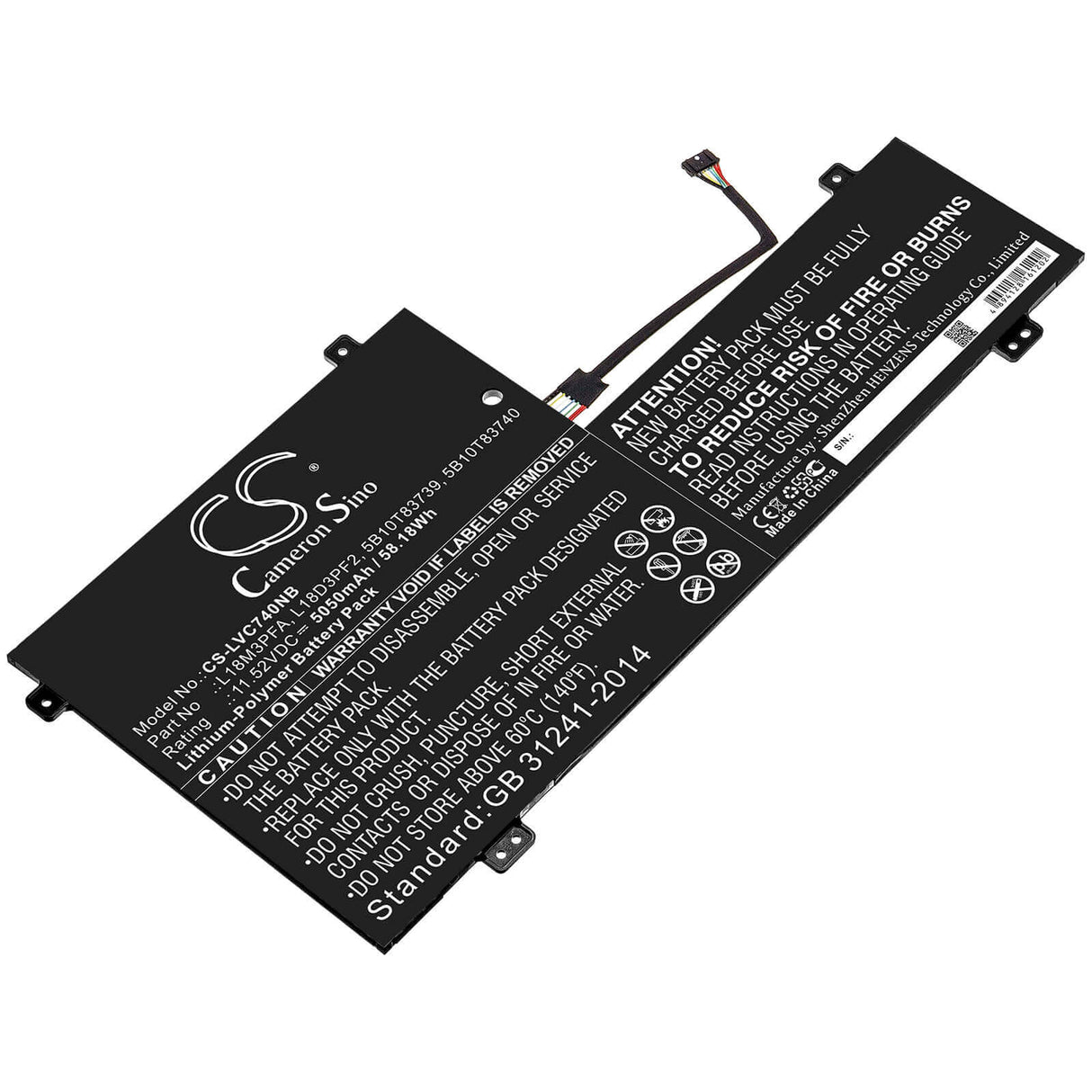 Battery For Lenovo, Yoga C740, Yoga C740-15, Yoga C740-15iml 11.52v, 5050mah - 58.18wh Notebook, Laptop Cameron Sino Technology Limited