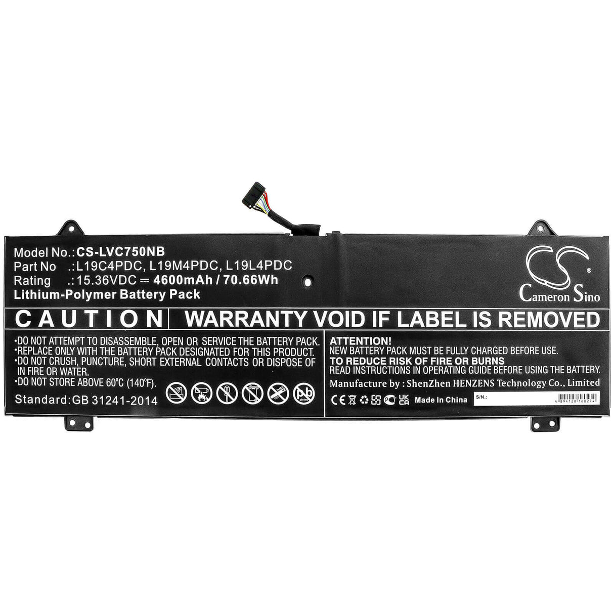 Battery For Lenovo, Yoga C750 15.36v, 4600mah - 70.66wh Notebook, Laptop Cameron Sino Technology Limited
