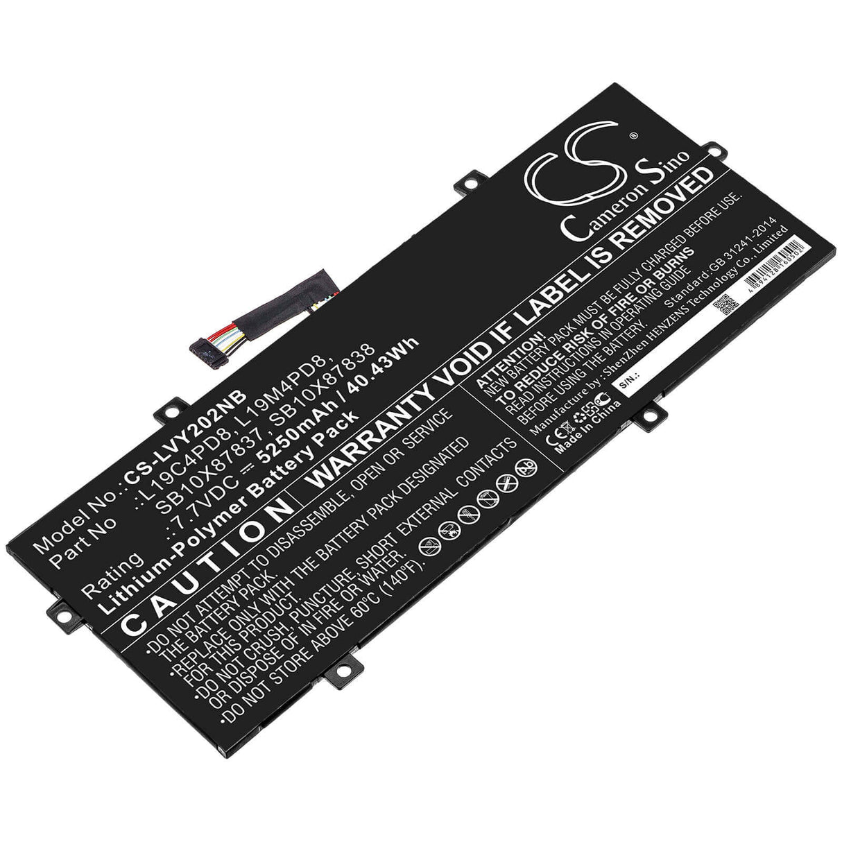Battery For Lenovo, Yoga Duet 2020 7.7v, 5250mah - 40.43wh Notebook, Laptop Cameron Sino Technology Limited