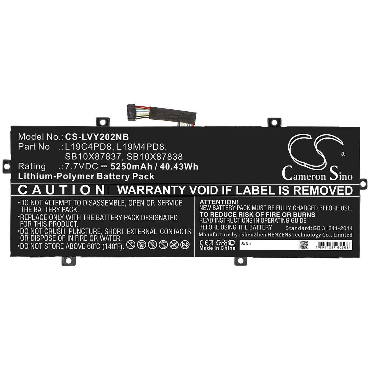 Battery For Lenovo, Yoga Duet 2020 7.7v, 5250mah - 40.43wh Notebook, Laptop Cameron Sino Technology Limited