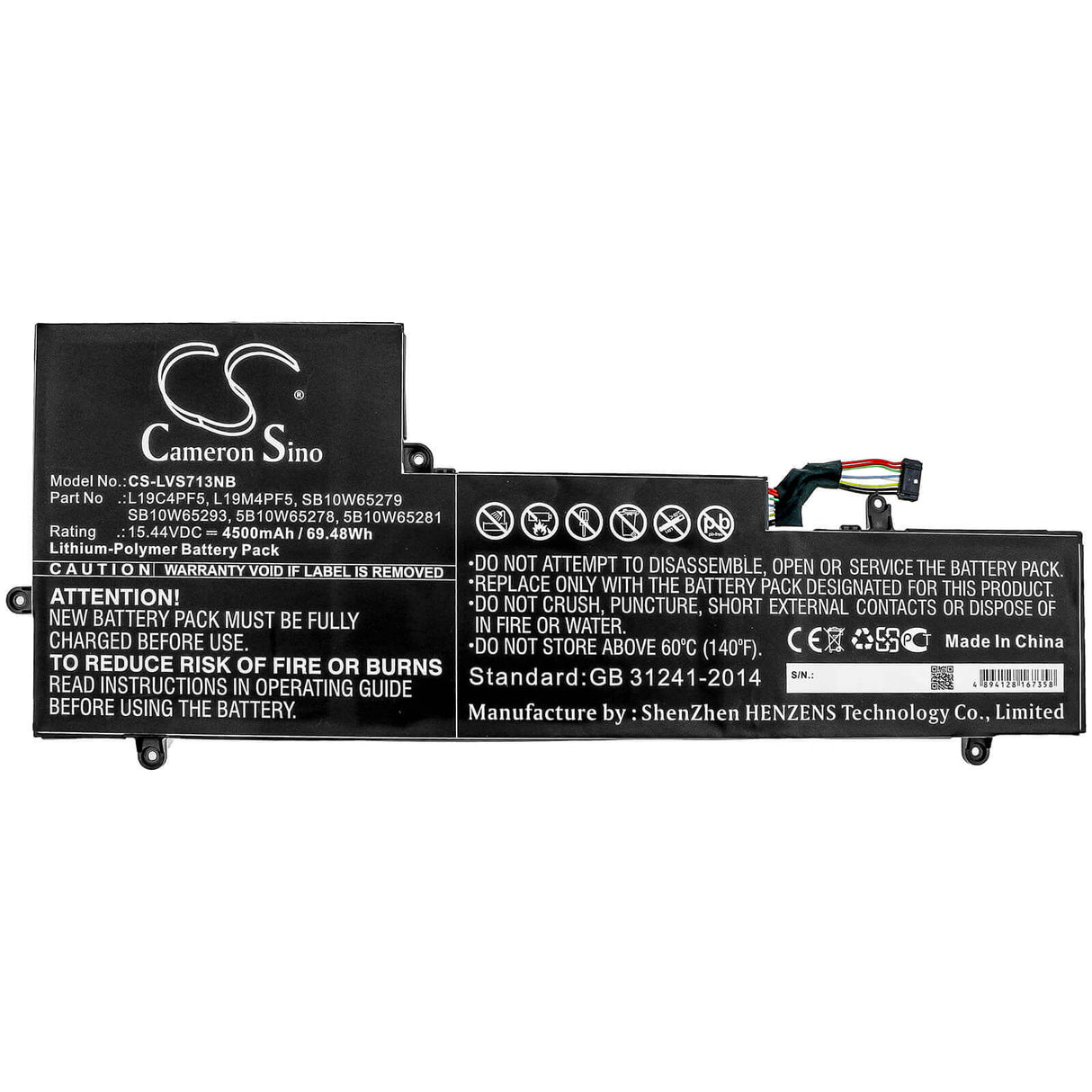 Battery For Lenovo, Yoga Slim 7-15iil 15.44v, 4500mah - 69.48wh Notebook, Laptop Cameron Sino Technology Limited