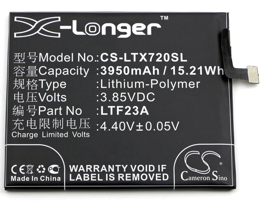 3.85V, Li-Polymer, 3950mAh, SmartPhone battery fits Letv, Ltf23a, Le Pro 3, X720, 15.21Wh Mobile, SmartPhone Cameron Sino Technology Limited (Smartphone)