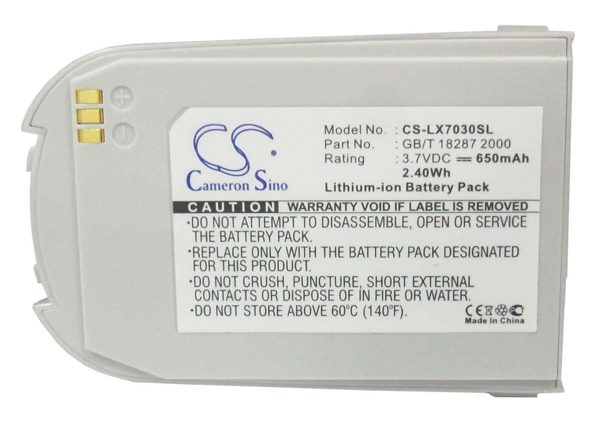 3.7V, Li-ion, 650mAh, SmartPhone battery fits Lg, 7030, G7030, 2.41Wh Mobile, SmartPhone Cameron Sino Technology Limited (Smartphone)