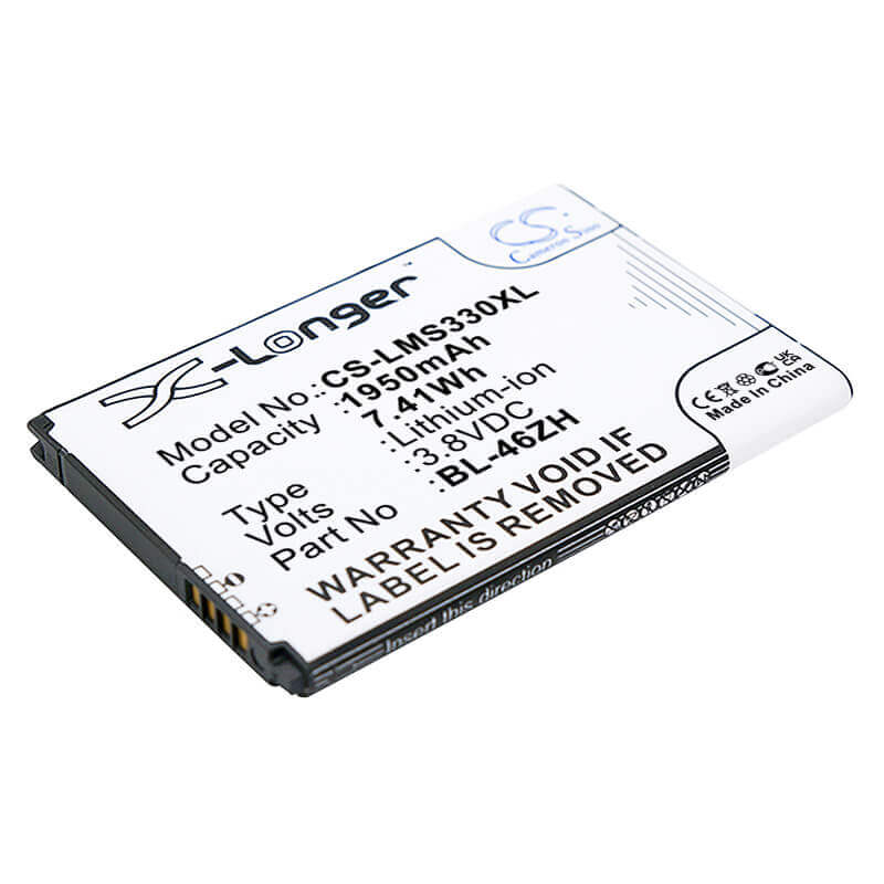 3.8V, Li-ion, 1950mAh, SmartPhone battery fits At&t, Lg, Bl-46zh, Gophone 4g Lte, 7.41Wh Mobile, SmartPhone Cameron Sino Technology Limited (Smartphone)