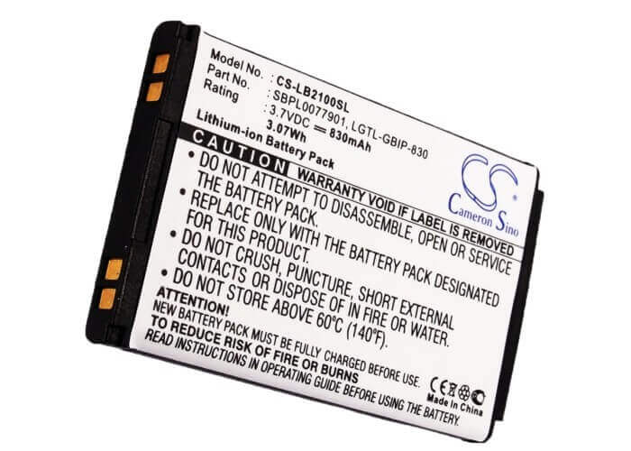3.7V, Li-ion, 830mAh, SmartPhone battery fits Lg, Lgtl-gbip-830, B2000, B2050, 3.07Wh Mobile, SmartPhone Cameron Sino Technology Limited (Suspended)