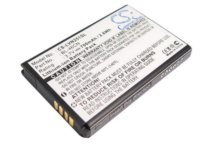 3.7V, Li-ion, 700mAh, SmartPhone battery fits Lg, Bl-46cn, A340, Cosmos 2, 2.59Wh Mobile, SmartPhone Cameron Sino Technology Limited (Smartphone)
