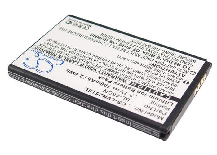 3.7V, Li-ion, 700mAh, SmartPhone battery fits Lg, Bl-46cn, A340, Cosmos 2, 2.59Wh Mobile, SmartPhone Cameron Sino Technology Limited (Smartphone)