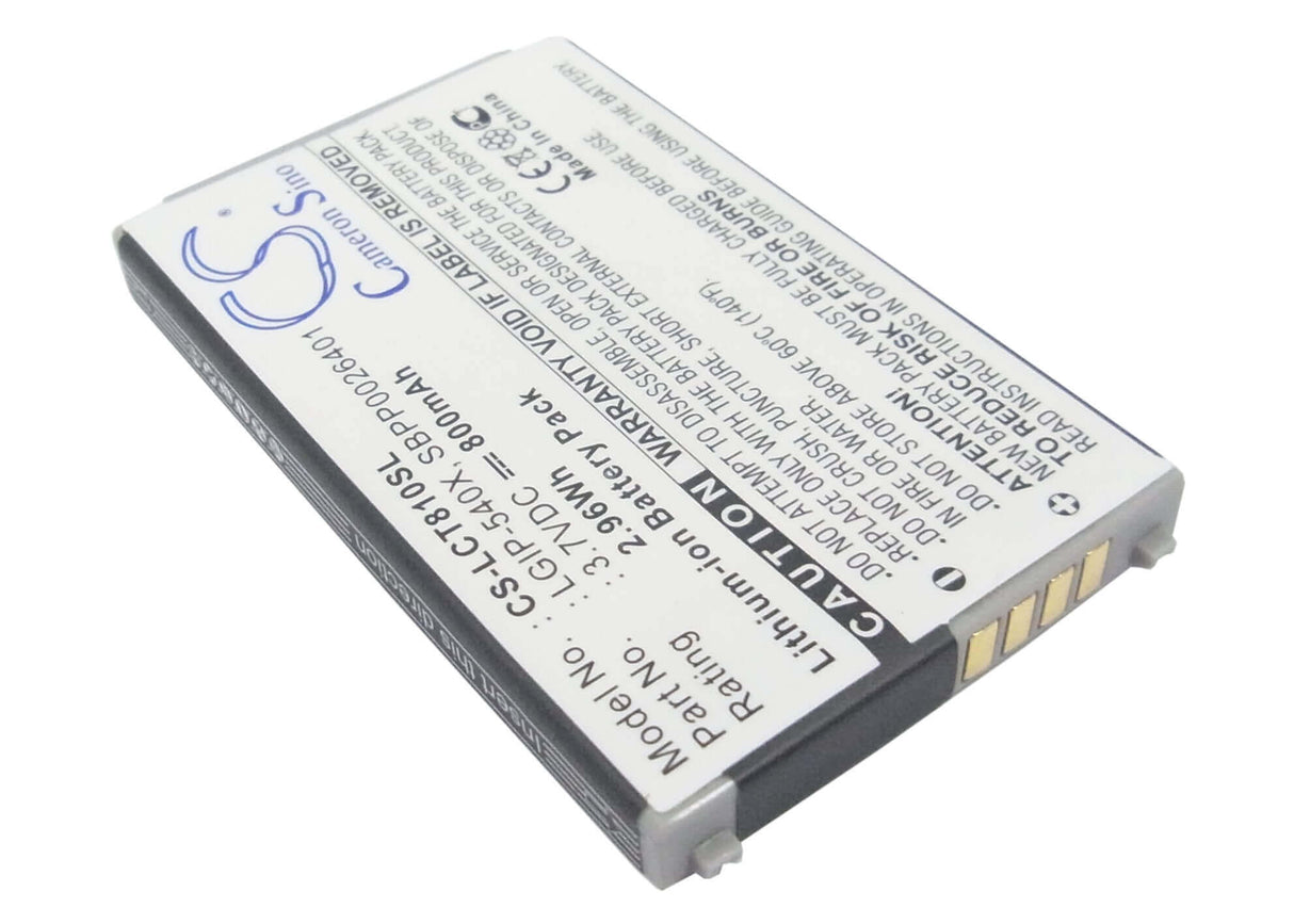 3.7V, Li-ion, 800mAh, SmartPhone battery fits Lg, Lgip-540x, Ct810, Ct810 Incite, 2.96Wh Mobile, SmartPhone Cameron Sino Technology Limited (Suspended)