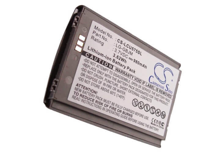 3.7V, Li-ion, 980mAh, SmartPhone battery fits Cingular, At&t, Lg, Lg-gbjm, 575, 3.63Wh Mobile, SmartPhone Cameron Sino Technology Limited (Smartphone)
