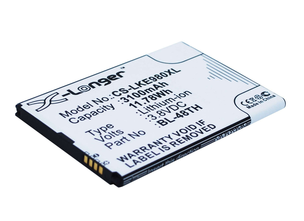 3.8V, Li-ion, 3100mAh, SmartPhone battery fits Lg, Bl-48th, E940, E977, 11.78Wh Mobile, SmartPhone Cameron Sino Technology Limited (Smartphone)