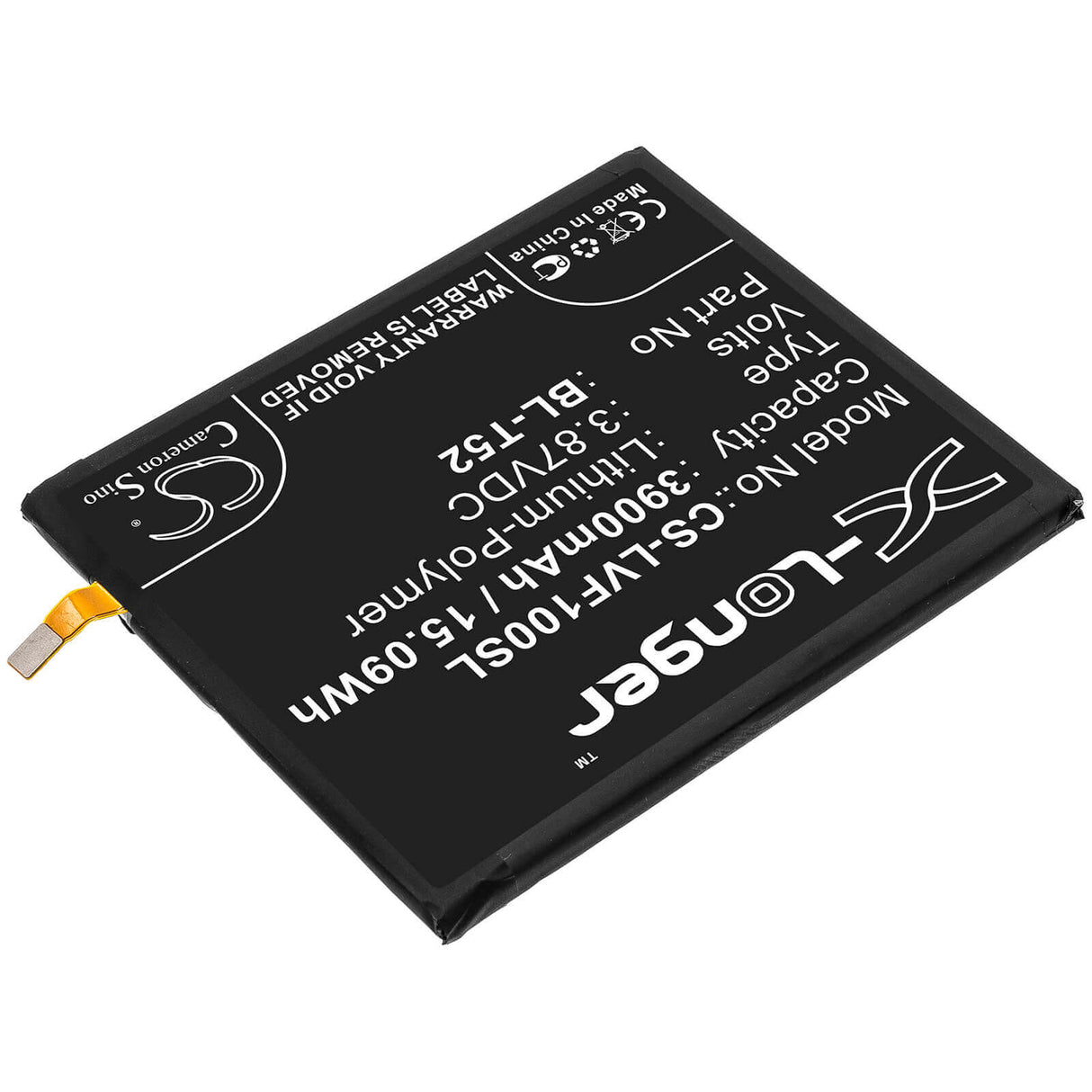 3.87V, Li-Polymer, 3900mAh, SmartPhone battery fits Lg, Bl-t52, F100, F100emw, 15.09Wh Mobile, SmartPhone Cameron Sino Technology Limited (Smartphone)
