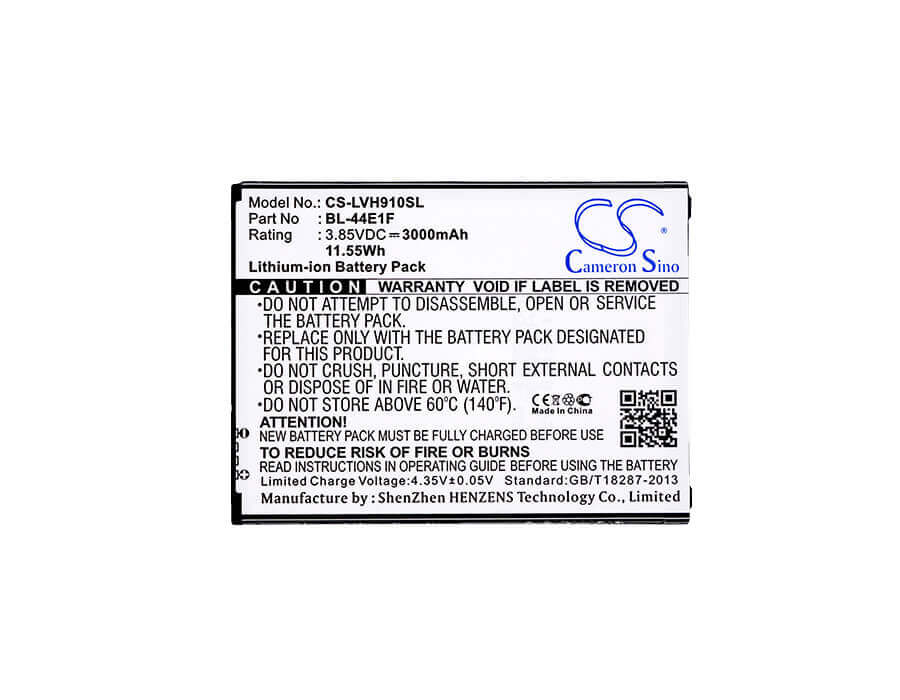 3.85V, Li-ion, 3000mAh, SmartPhone battery fits Lg, Bl-44e1f, F800, F800k, 11.55Wh Mobile, SmartPhone Cameron Sino Technology Limited (Smartphone)