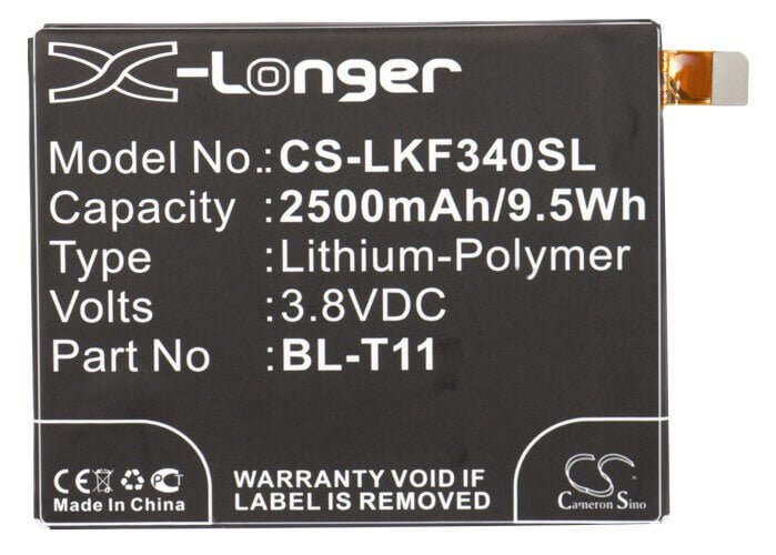 3.8V, Li-Polymère, 2500mAh, batterie de smartphone compatible avec Lg, Bl-t11, F340, G Flex, 9.5Wh Mobile, Smartphone Cameron Sino Technology Limited (Smartphone)