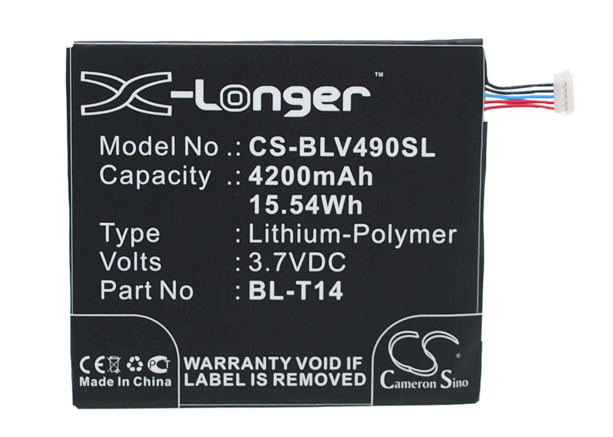 3.7V, Li-Polymer, 4200mAh, Tablet battery fits Lg, Bl-t14, G Pad 8.0, G Pad F 8.0, 15.54Wh Tablet Cameron Sino Technology Limited