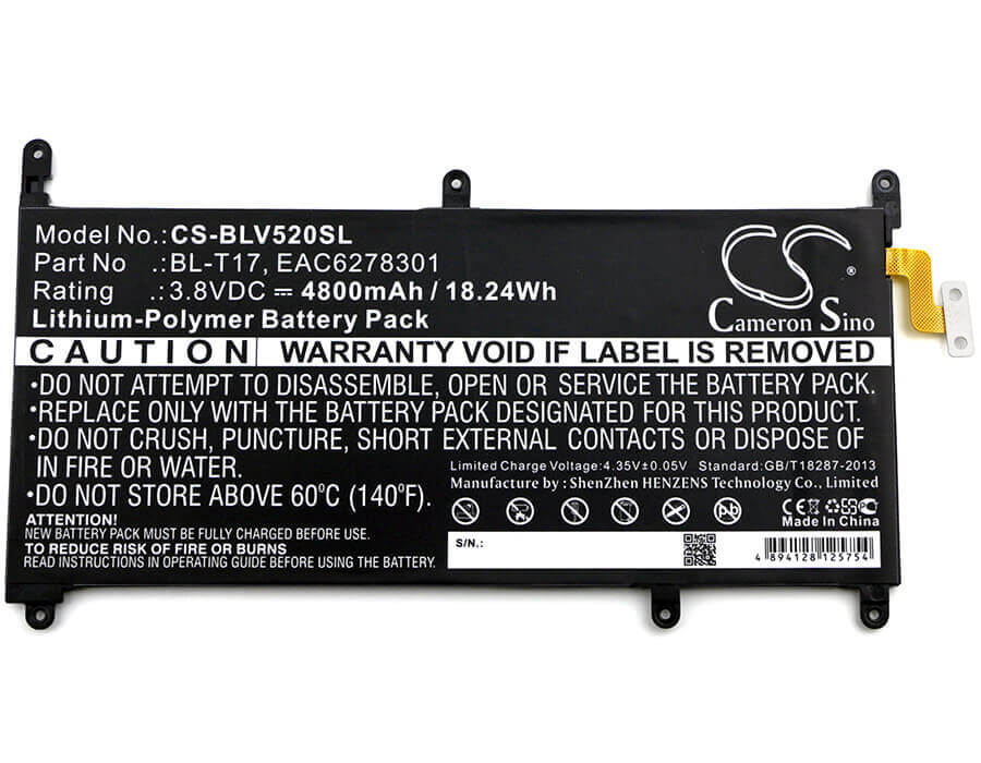 3.8V, Li-Polymer, 4800mAh, Tablet battery fits Lg, Bl-t17, G Pad Iii 8.0, G Pad X 8.3, 18.24Wh Tablet Cameron Sino Technology Limited