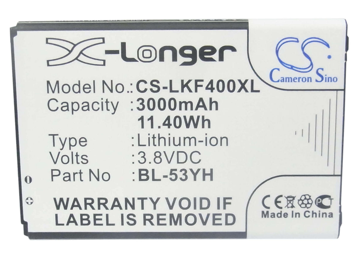 3.8V, Li-ion, 3000mAh, SmartPhone battery fits Lg, Bl-53yh, Aka, D690, 11.4Wh Mobile, SmartPhone Cameron Sino Technology Limited (Smartphone)