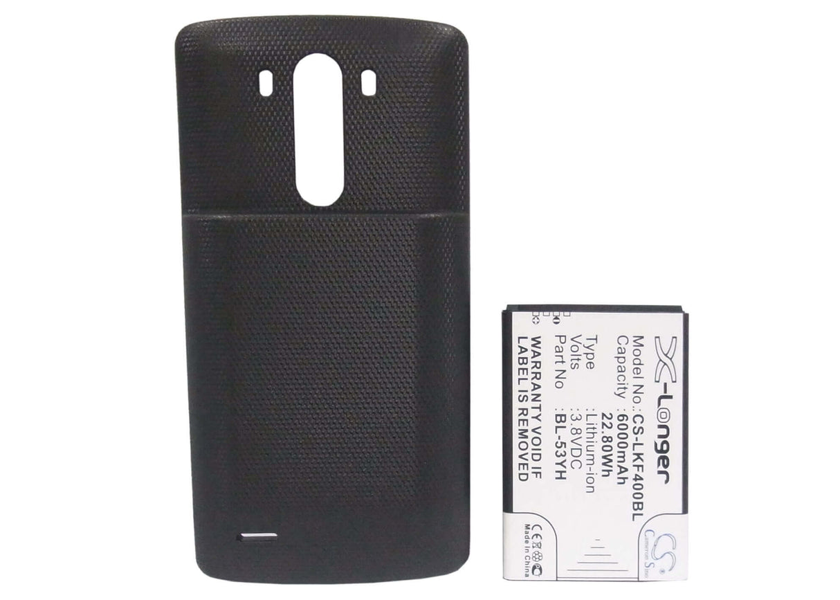 3.8V, Li-ion, 6000mAh, SmartPhone battery fits Lg, (Black),Bl-53yh, D830, D850, 22.8Wh Mobile, SmartPhone Cameron Sino Technology Limited (Suspended)