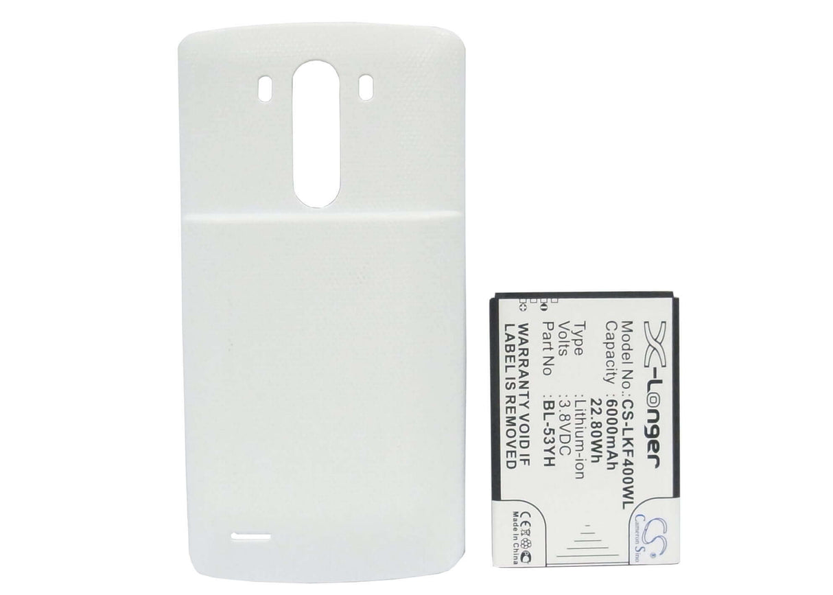 3,8V, Li-ion, 6000mAh, batterie de smartphone compatible avec Lg, (Blanc), Bl-53yh, D830, D850, 22,8Wh Mobile, Smartphone Cameron Sino Technology Limited (Smartphone)