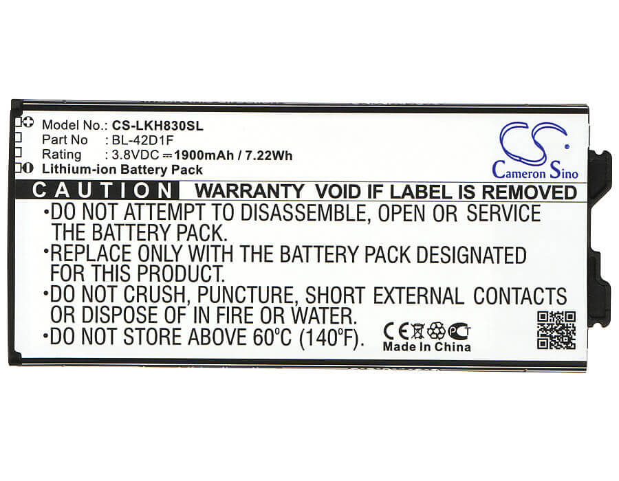 3.8V, Li-ion, 1900mAh, SmartPhone battery fits Lg, Bl-42d1f, As992, G5, 7.22Wh Mobile, SmartPhone Cameron Sino Technology Limited (Smartphone)