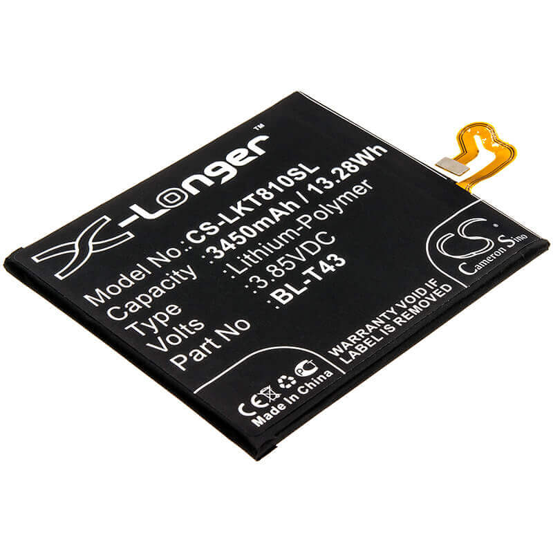 3.85V, Li-Polymer, 3450mAh, SmartPhone battery fits Lg, Bl-t43, G810, G8s Thinq, 13.28Wh Mobile, SmartPhone Cameron Sino Technology Limited (Smartphone)