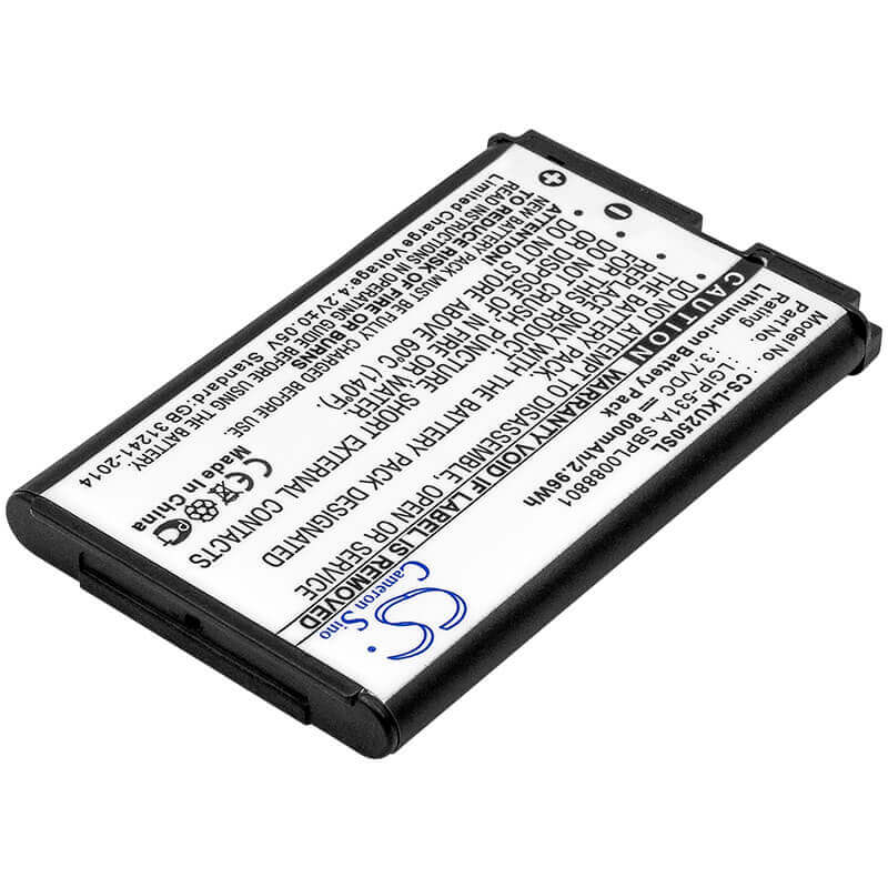3.7V, Li-ion, 800mAh, SmartPhone battery fits Lg, T-mobile, Lgip-531a, 236c, 237c, 2.96Wh Mobile, SmartPhone Cameron Sino Technology Limited (Smartphone)