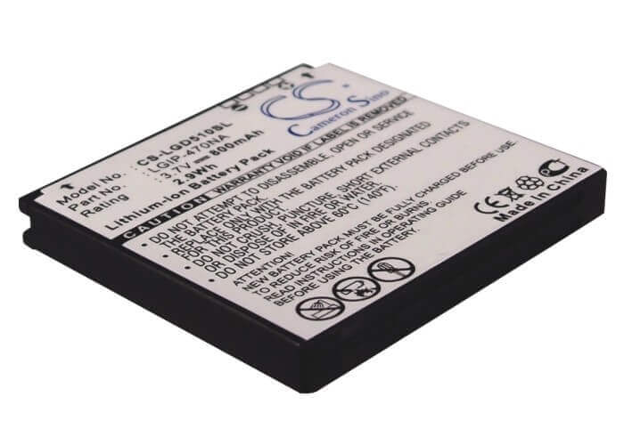 3.7V, Li-ion, 800mAh, SmartPhone battery fits Lg, Lgip-470na, Gd510, Gd510 Pop, 2.96Wh Mobile, SmartPhone Cameron Sino Technology Limited (Suspended)