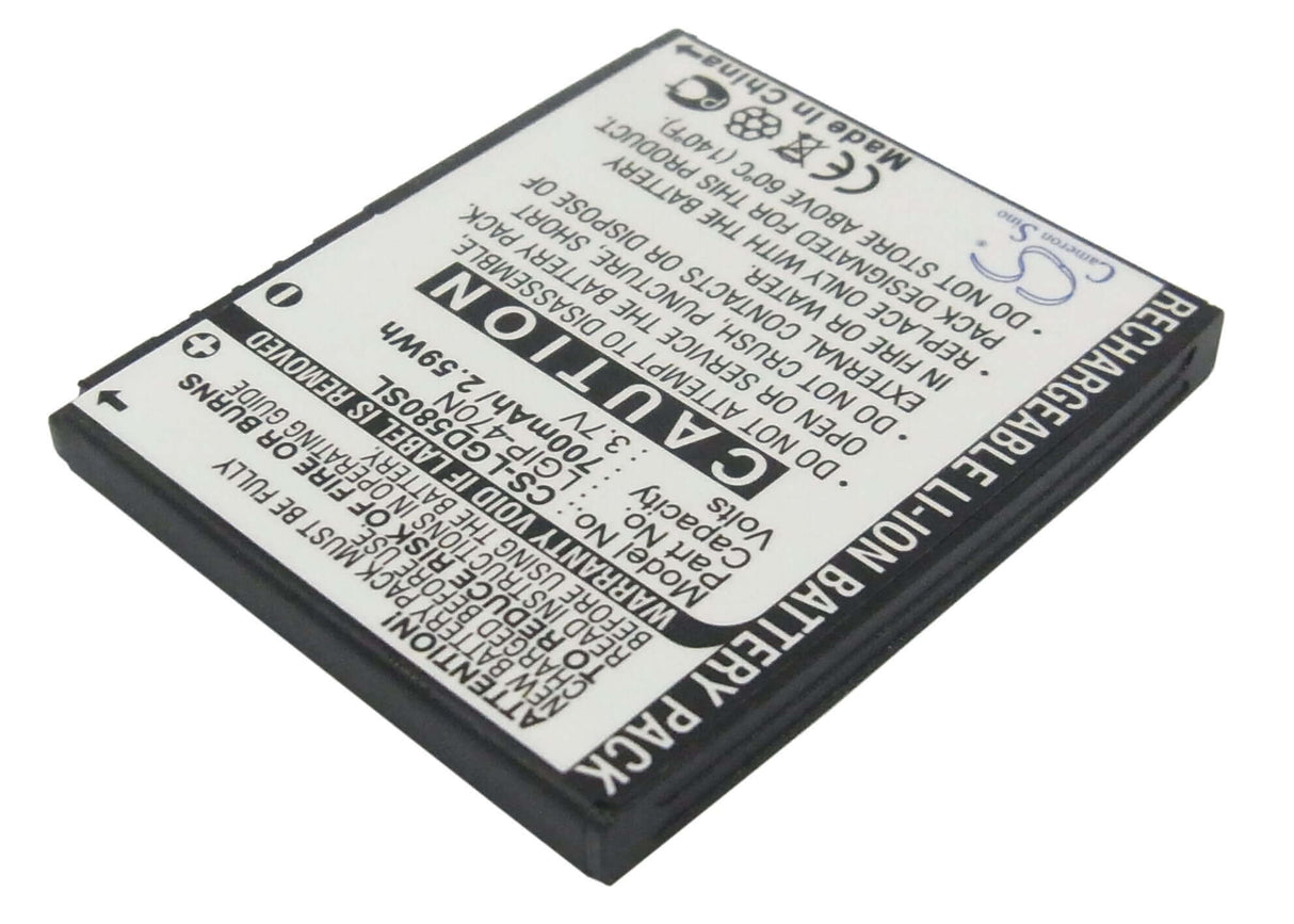 3.7V, Li-ion, 700mAh, SmartPhone battery fits Lg, Lgip-470n, Gd580, Gd580 Lollitop, 2.59Wh Mobile, SmartPhone Cameron Sino Technology Limited (Smartphone)