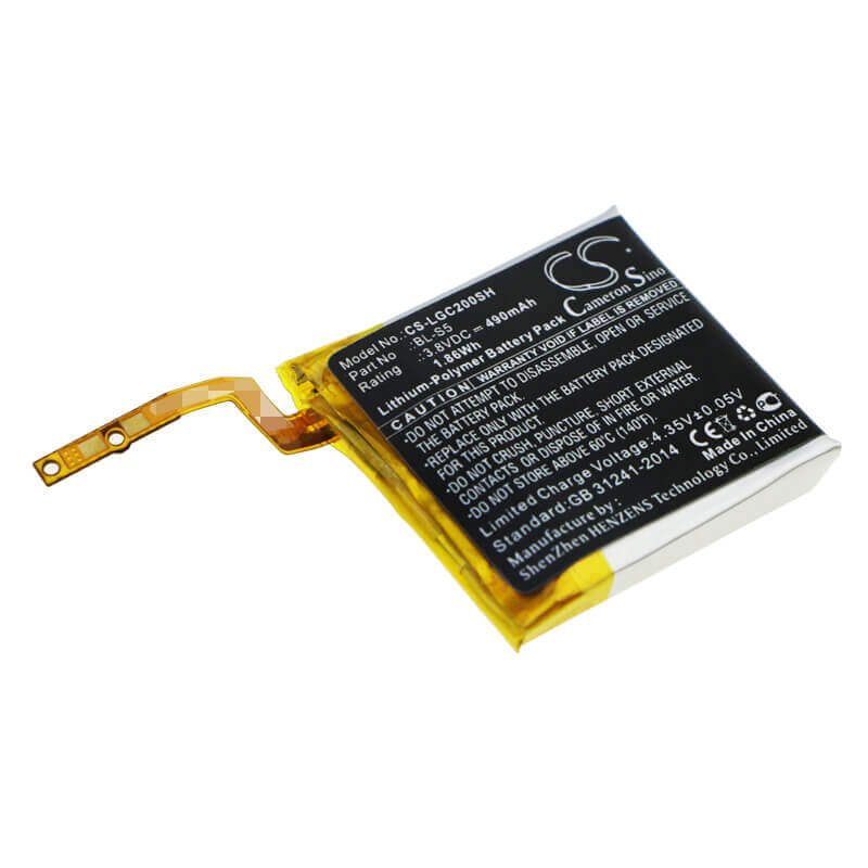 3.8V, Li-Polymer, 490mAh, Smartwatch battery fits Lg, Bl-s5, Gizmogadget, Vc200, 1.86Wh Smartwatch Cameron Sino Technology Limited