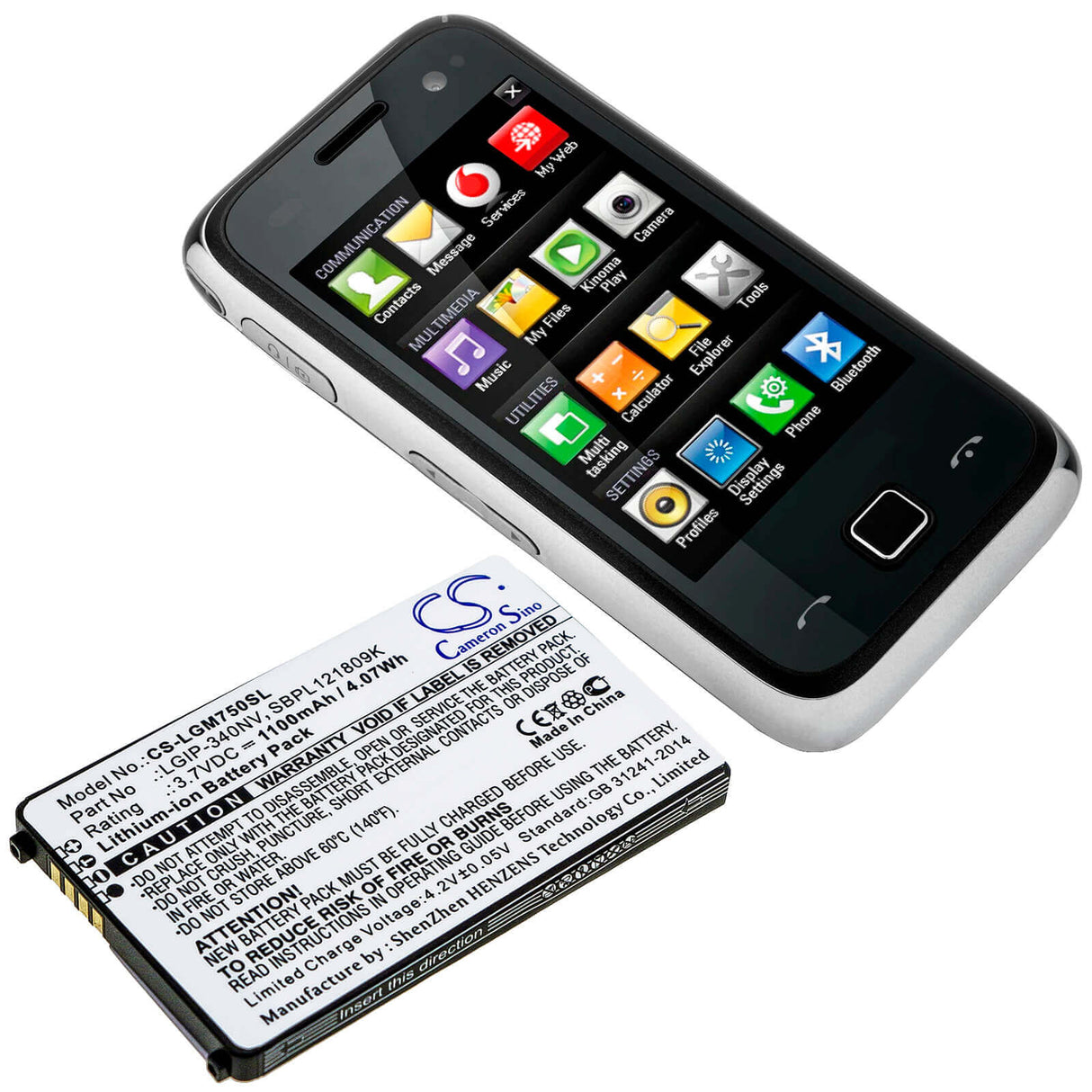 3.7V, Li-ion, 1100mAh, SmartPhone battery fits Lg, Lgip-340nv, Eigen, Gm750, 4.07Wh Mobile, SmartPhone Cameron Sino Technology Limited (Smartphone)