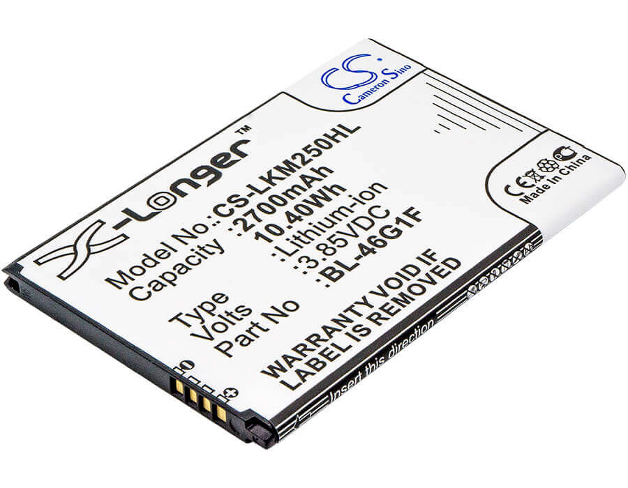3.85V, Li-ion, 2700mAh, SmartPhone battery fits Lg, Bl-46g1f, Grace, Harmony, 10.4Wh Mobile, SmartPhone Cameron Sino Technology Limited (Smartphone)