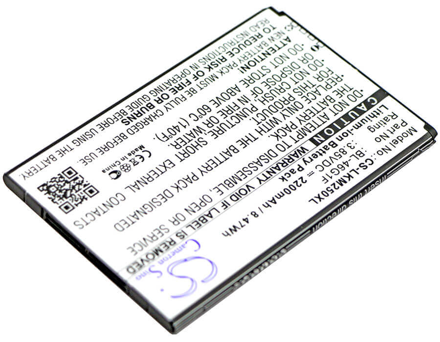 3.85V, Li-ion, 2200mAh, SmartPhone battery fits Lg, Bl-46g1f, Grace, Harmony, 8.47Wh Mobile, SmartPhone Cameron Sino Technology Limited (Smartphone)