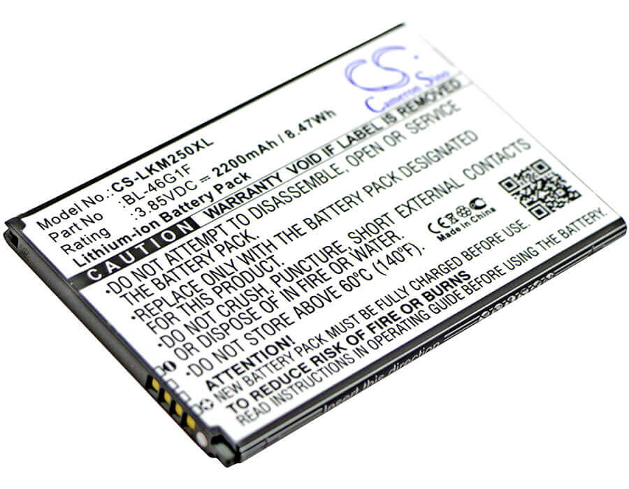 3.85V, Li-ion, 2200mAh, SmartPhone battery fits Lg, Bl-46g1f, Grace, Harmony, 8.47Wh Mobile, SmartPhone Cameron Sino Technology Limited (Smartphone)