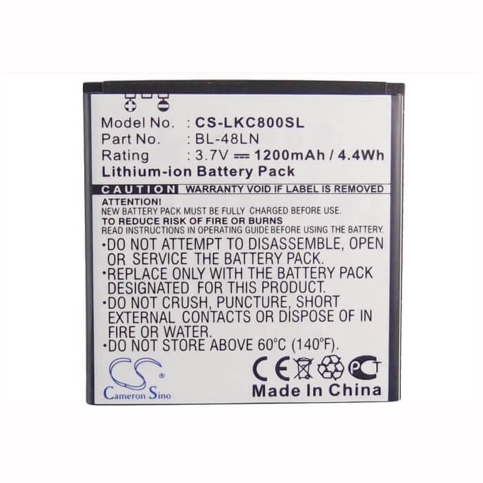 3.7V, Li-ion, 1200mAh, batterie de smartphone compatible avec T-mobile, Lg, Bl-48ln, C800dg, C800g, 4.44Wh Mobile, Smartphone Cameron Sino Technology Limited (Smartphone)