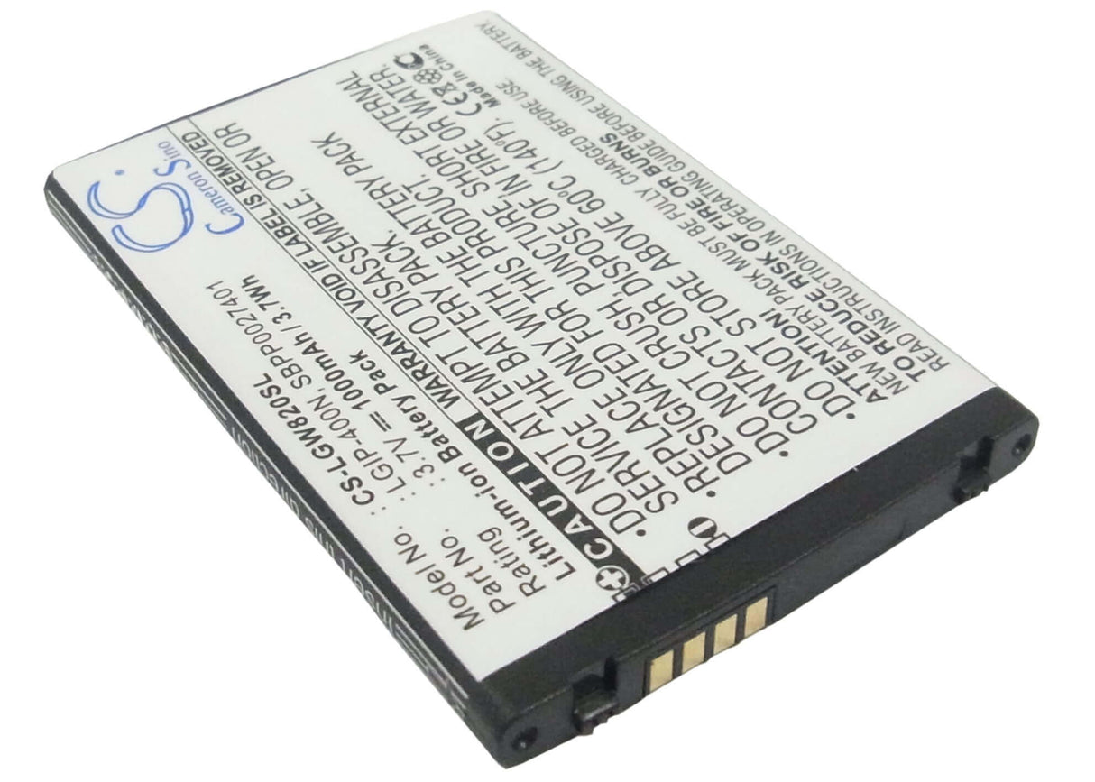 3.7V, Li-ion, 1000mAh, SmartPhone battery fits Lg, Lgip-400n, Etna, Expo Gw820, 3.7Wh Mobile, SmartPhone Cameron Sino Technology Limited (Smartphone)