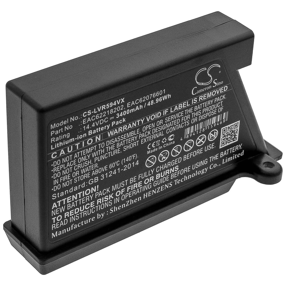 14.4V, Li-ion, 3400mAh, Vacuum battery fits Lg, Hom-bot 2.0, Hom-bot 3.0, Hombot R66803vmnp, 48.96Wh Vacuum Cameron Sino Technology Limited