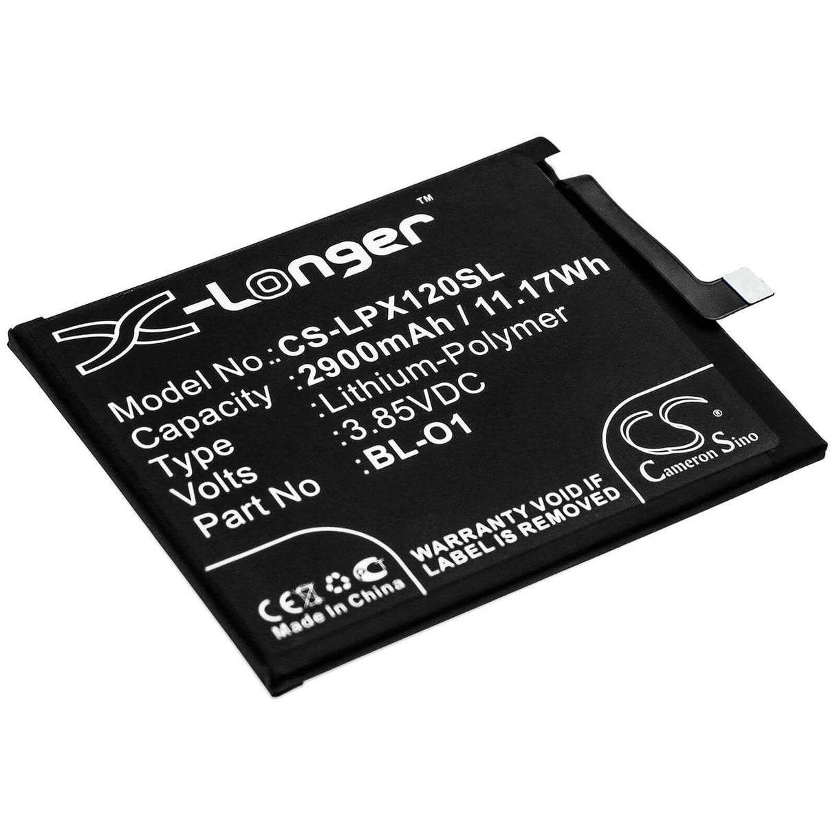 3.85V, Li-Polymer, 2900mAh, SmartPhone battery fits Lg, Bl-o1, K20 2019, K8 Plus, 11.17Wh Mobile, SmartPhone Cameron Sino Technology Limited (Smartphone)