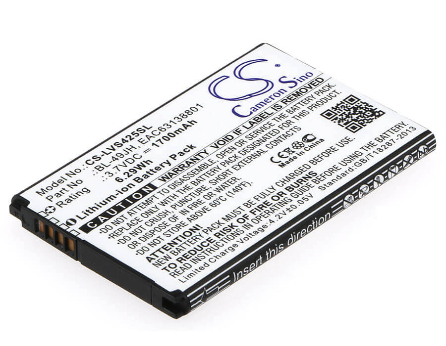 3,7V, Li-ion, 1700mAh, Batterie de smartphone compatible avec Lg, Bl-49jh, K100, K120, 6,29Wh Mobile, Smartphone Cameron Sino Technology Limited (Smartphone)