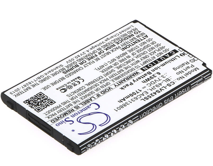 3,7V, Li-ion, 1700mAh, Batterie de smartphone compatible avec Lg, Bl-49jh, K100, K120, 6,29Wh Mobile, Smartphone Cameron Sino Technology Limited (Smartphone)