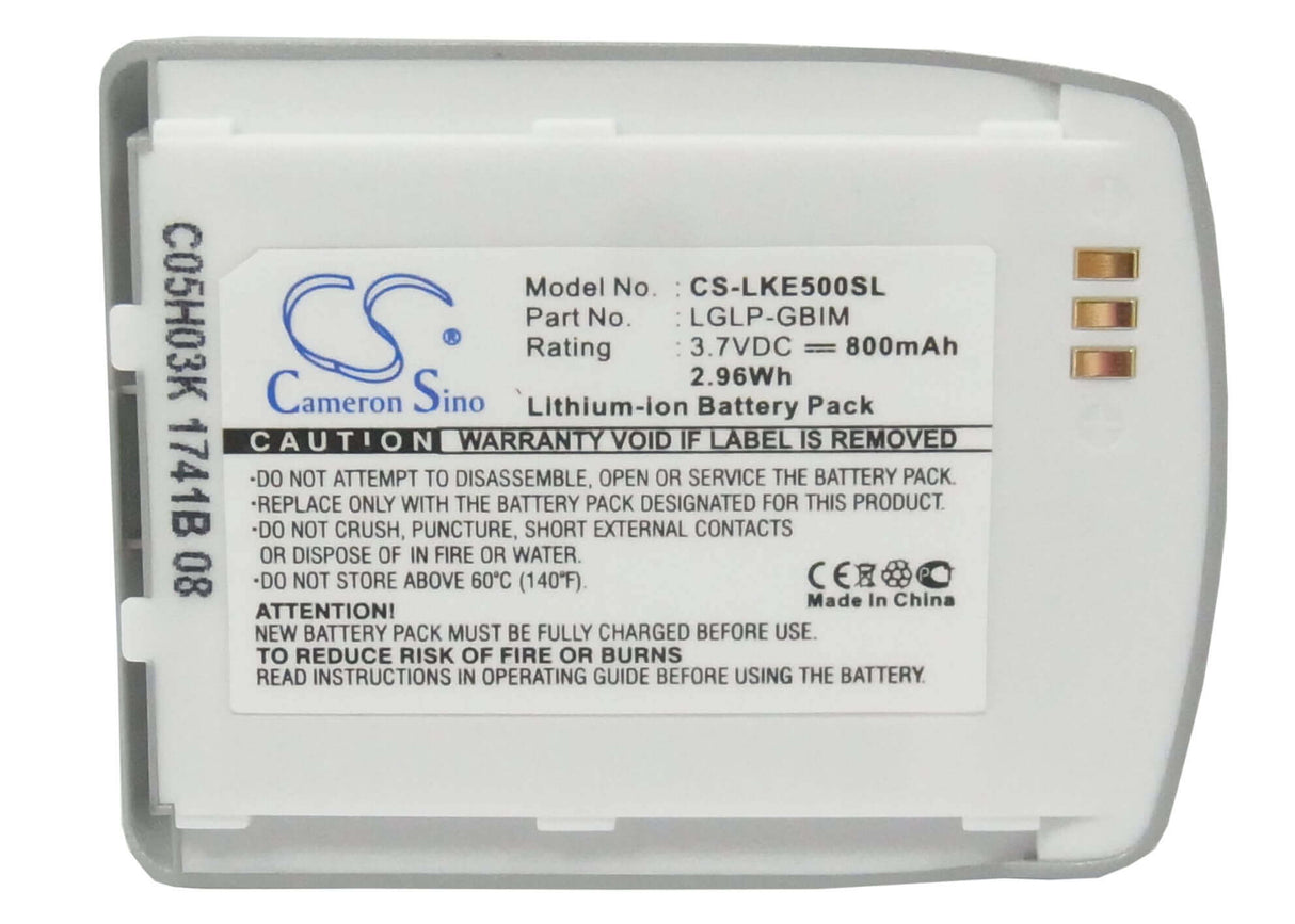 3.7V, Li-ion, 800mAh, SmartPhone battery fits Lg, Lglp-gbim, Ke500, Ke508, 2.96Wh Mobile, SmartPhone Cameron Sino Technology Limited (Suspended)