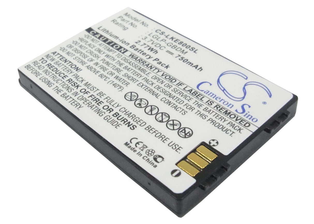 Battery For Lg Ke800, Kg90n 3.7v, 750mah - 2.78wh Batteries for Electronics Cameron Sino Technology Limited (Suspended)
