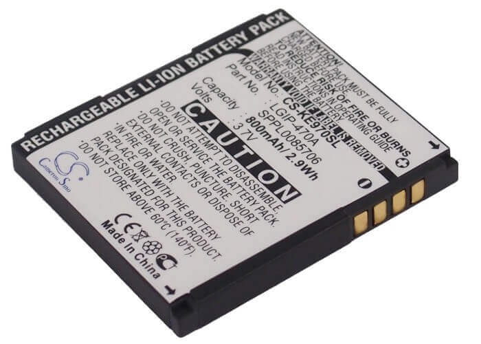 3.7V, Li-ion, 800mAh, SmartPhone battery fits Lg, Lgip-470a, Gd330, Ke70, 2.96Wh Mobile, SmartPhone Cameron Sino Technology Limited (Smartphone)