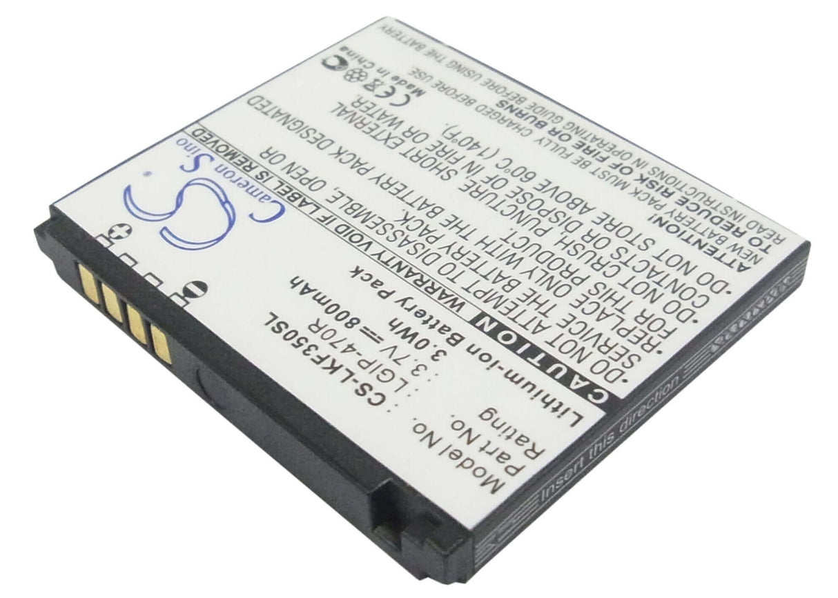 3.7V, Li-ion, 800mAh, SmartPhone battery fits Lg, Lgip-470r, Kf350, Kf350 Ice Cream, 2.96Wh Mobile, SmartPhone Cameron Sino Technology Limited (Smartphone)