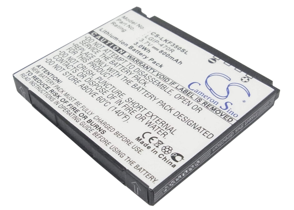 3.7V, Li-ion, 800mAh, SmartPhone battery fits Lg, Lgip-470r, Kf350, Kf350 Ice Cream, 2.96Wh Mobile, SmartPhone Cameron Sino Technology Limited (Smartphone)