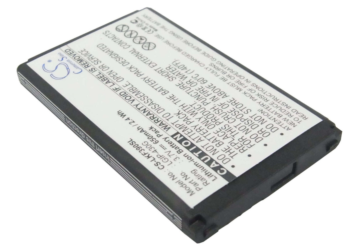 3.7V, Li-ion, 650mAh, SmartPhone battery fits Lg, Lgip-430g, Gu230, Kf390, 2.41Wh Mobile, SmartPhone Cameron Sino Technology Limited (Smartphone)